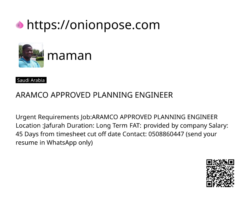 aramco-approved-planning-engineer