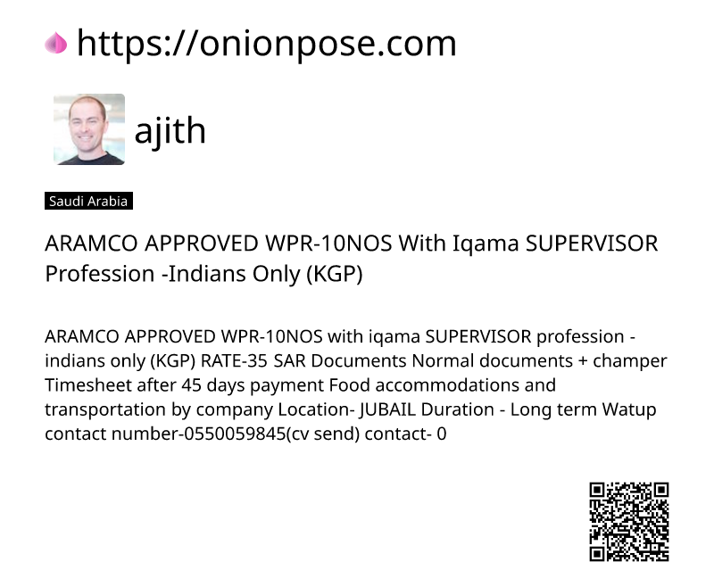 aramco-approved-wpr-10nos-with-iqama-supervisor-profession-indians-only-kgp