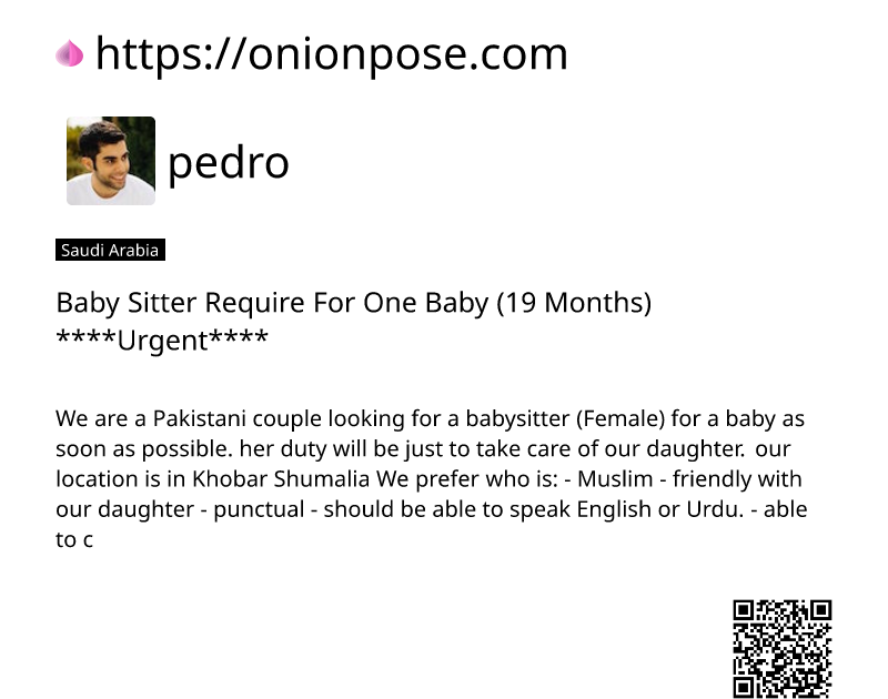 baby-sitter-require-for-one-baby-19-months-urgent