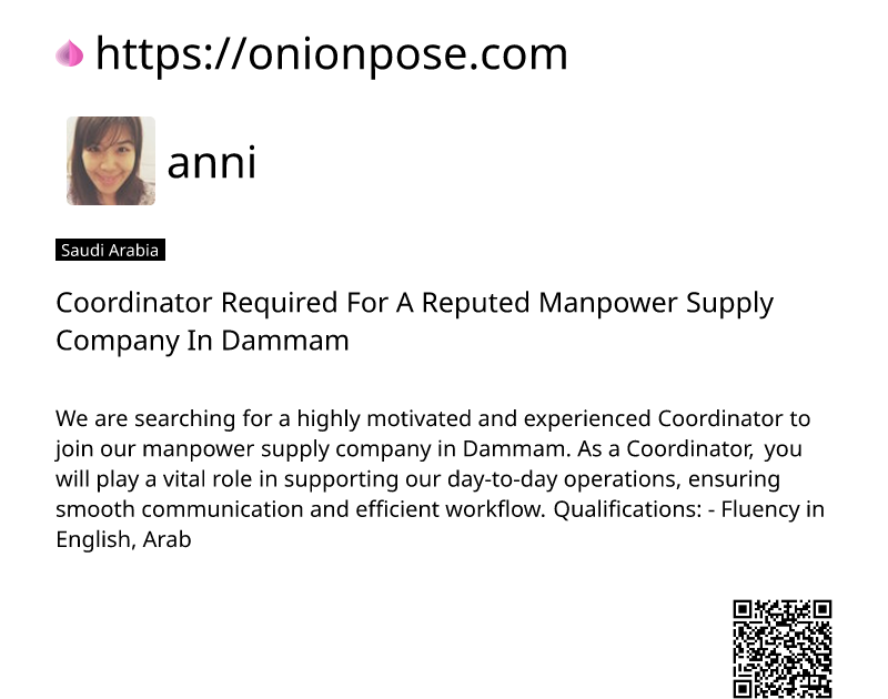 coordinator-required-for-a-reputed-manpower-supply-company-in-dammam