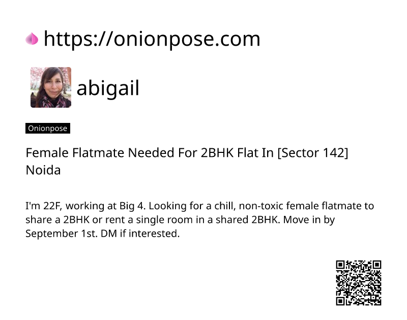 female-flatmate-needed-for-2bhk-flat-in-sector-142-noida