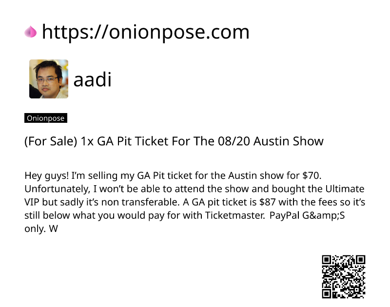 for-sale-1x-ga-pit-ticket-for-the-0820-austin-show