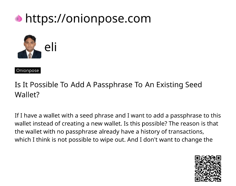 is-it-possible-to-add-a-passphrase-to-an-existing-seed-wallet