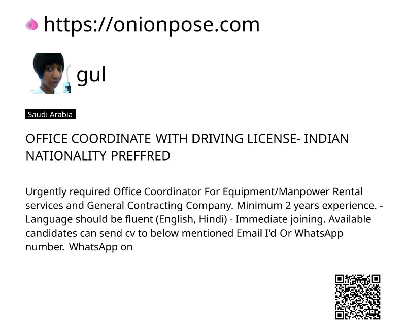 office-coordinate-with-driving-license-indian-nationality-preffred