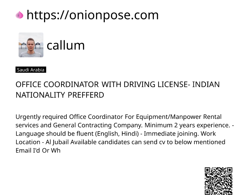 office-coordinator-with-driving-license-indian-nationality-prefferd