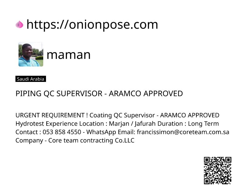 piping-qc-supervisor-aramco-approved