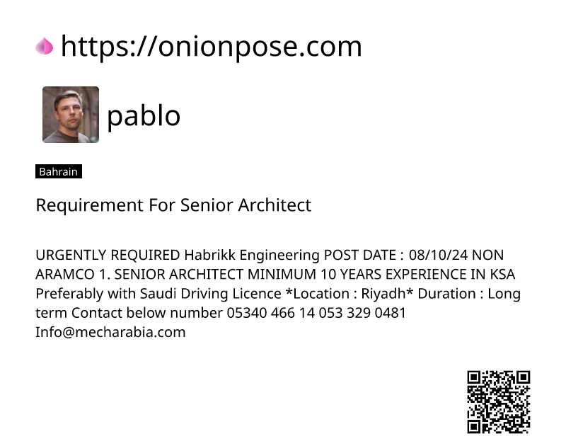 requirement-for-senior-architect