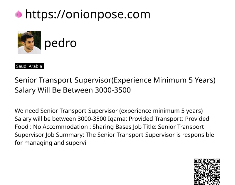 senior-transport-supervisorexperience-minimum-5-years-salary-will-be-between-3000-3500