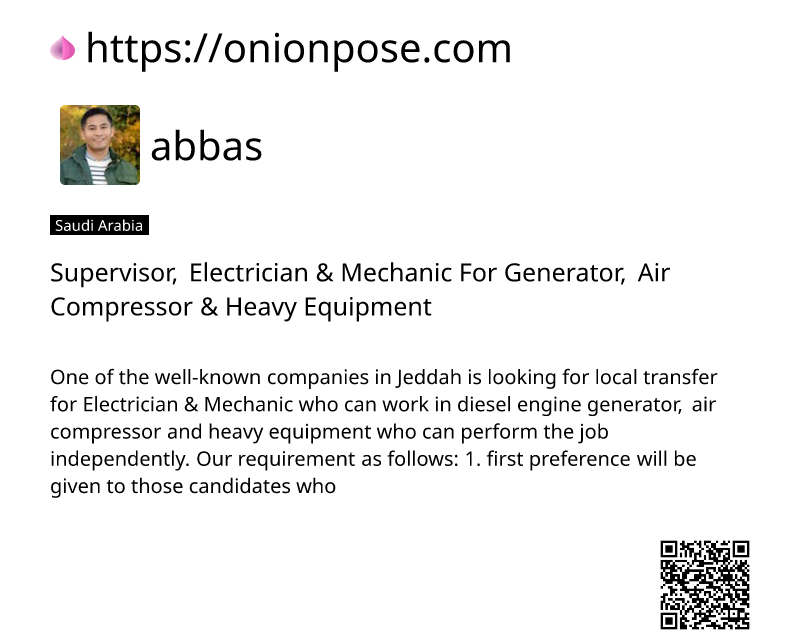 supervisor-electrician-mechanic-for-generator-air-compressor-heavy-equipment