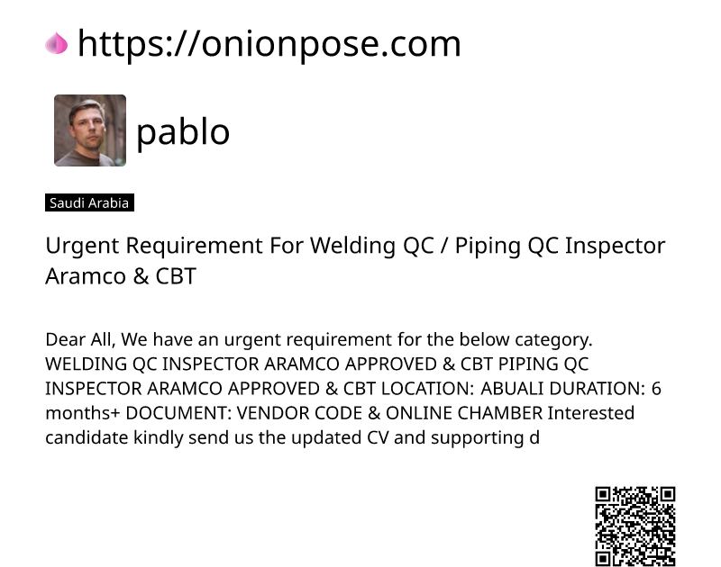 urgent-requirement-for-welding-qc-piping-qc-inspector-aramco-cbt