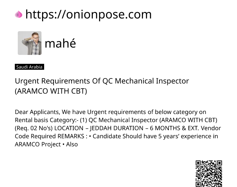 urgent-requirements-of-qc-mechanical-inspector-aramco-with-cbt