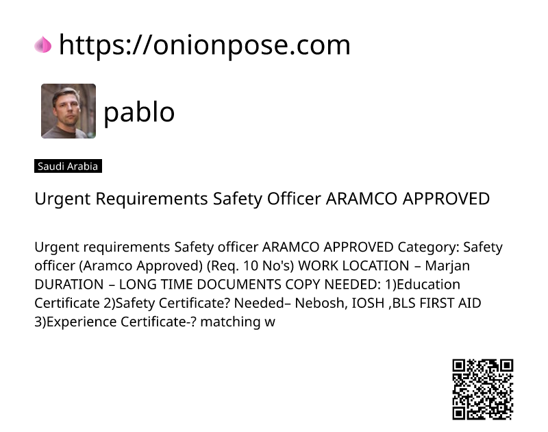 urgent-requirements-safety-officer-aramco-approved