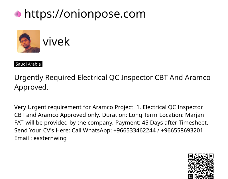 urgently-required-electrical-qc-inspector-cbt-and-aramco-approved