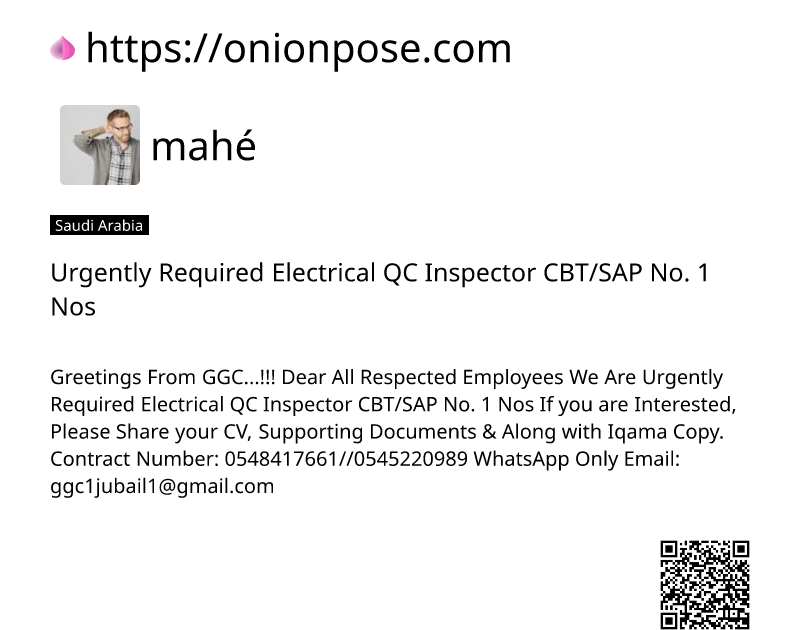 urgently-required-electrical-qc-inspector-cbtsap-no-1-nos