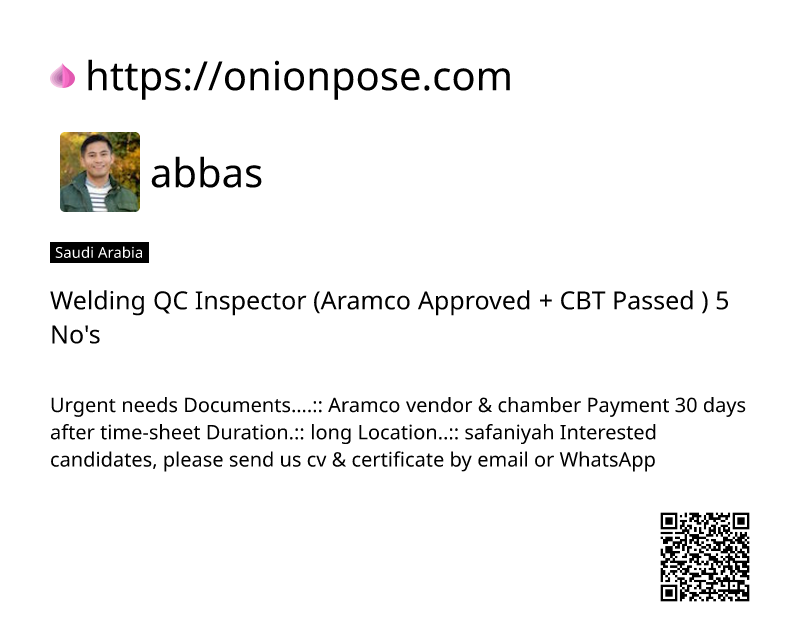 welding-qc-inspector-aramco-approved-cbt-passed-5-nos